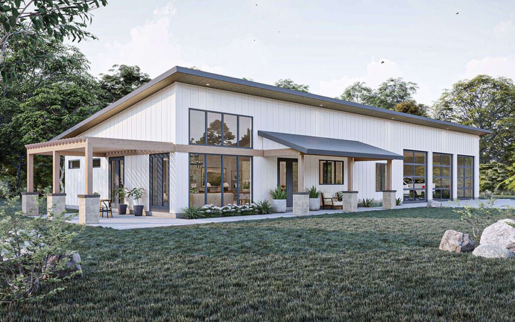 Top 5 White Barndominium Floor Plans 7 Two-story farmhouse with wraparound porch