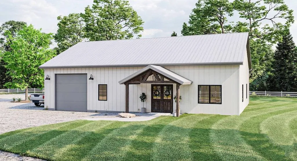 Top 5 White Barndominium Floor Plans 8 white barndominium with wraparound porch