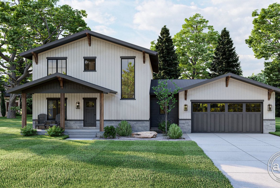 2 Story Barndominium Style House Plan Belgrade 29925