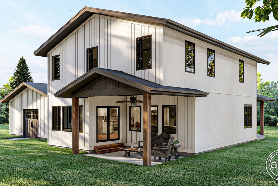 2 Story Barndominium Style House Plan Belgrade 29925
