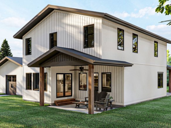 2 Story Barndominium Style House Plan Belgrade 29925