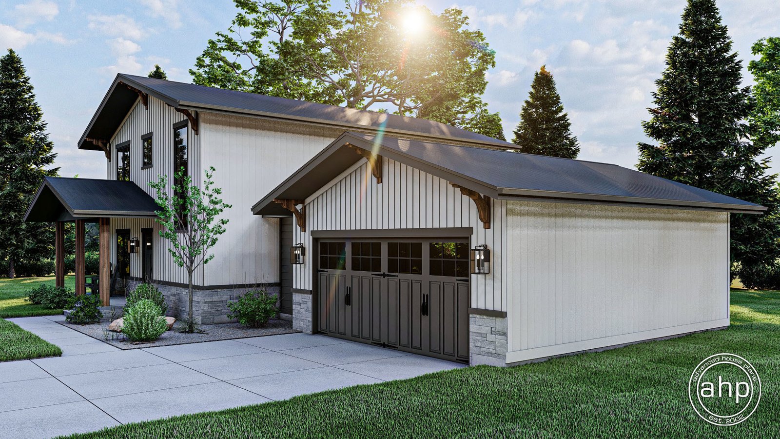 2 Story Barndominium Style House Plan Belgrade 29925