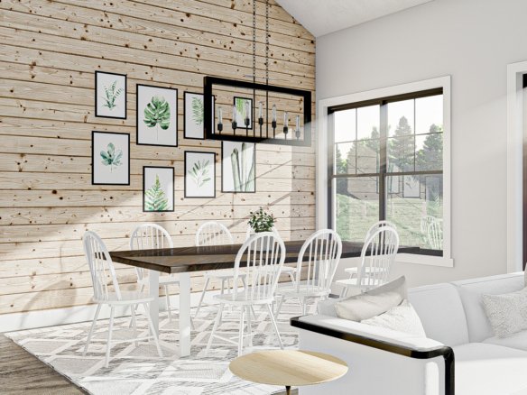 1 Story Bardominium Style House Plan with Large Front Porch and Split Bedrooms Hidden Acres 30145