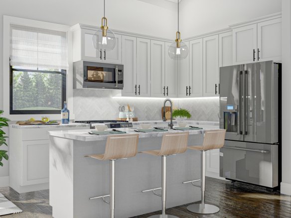 1 Story Bardominium Style House Plan with Large Front Porch and Split Bedrooms Hidden Acres 30145