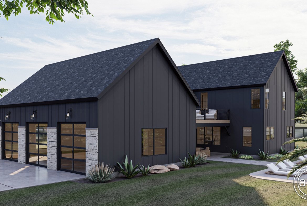 Modern Barndominium Style House Plan with Loft - Barton Creek 0