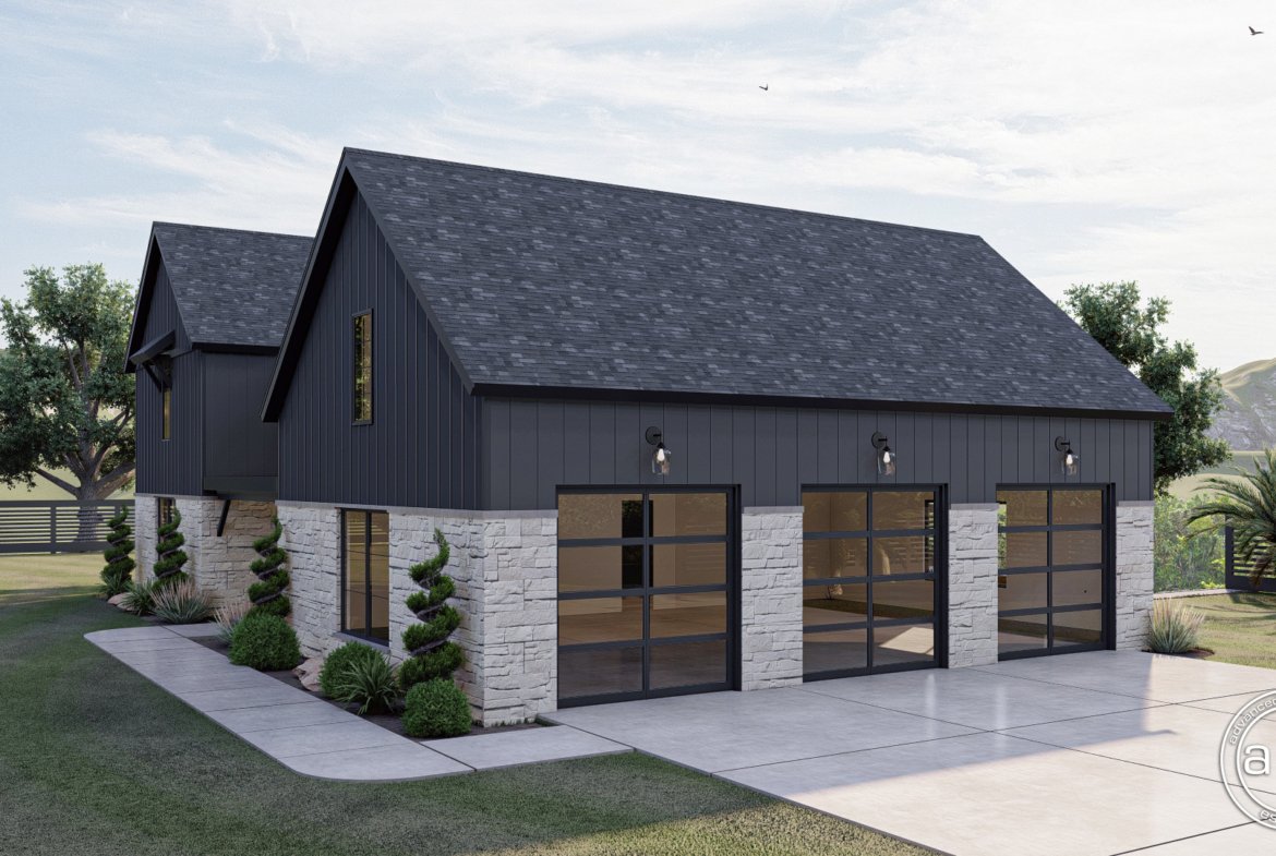 Modern Barndominium Style House Plan with Loft - Barton Creek 0