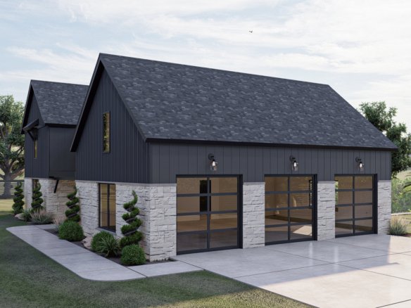 Modern Barndominium Style House Plan with Loft - Barton Creek 0