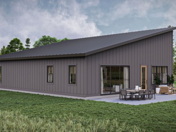 Modern Black Barndominium Style House Plan Cameron Wood