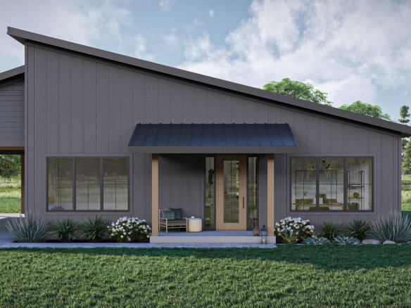 Modern Black Barndominium Style House Plan Cameron Wood