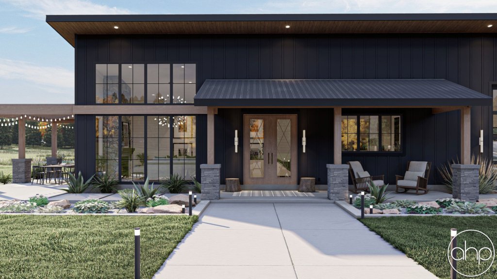 Modern Black Barndominium Style House Plan - Jonesboro