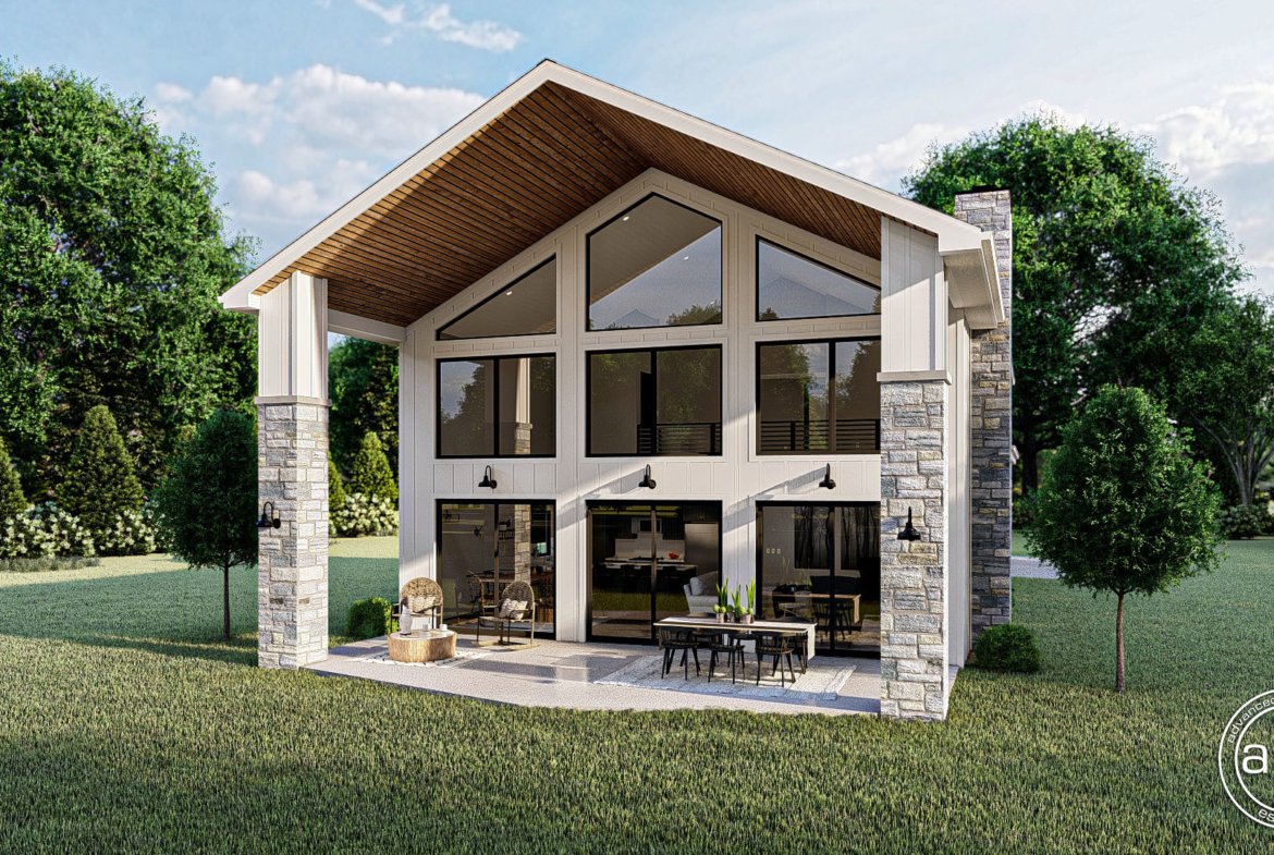 Modern Farmhouse Barndominium Plan with Tall Ceilings and Oversized Patio Billings 29771