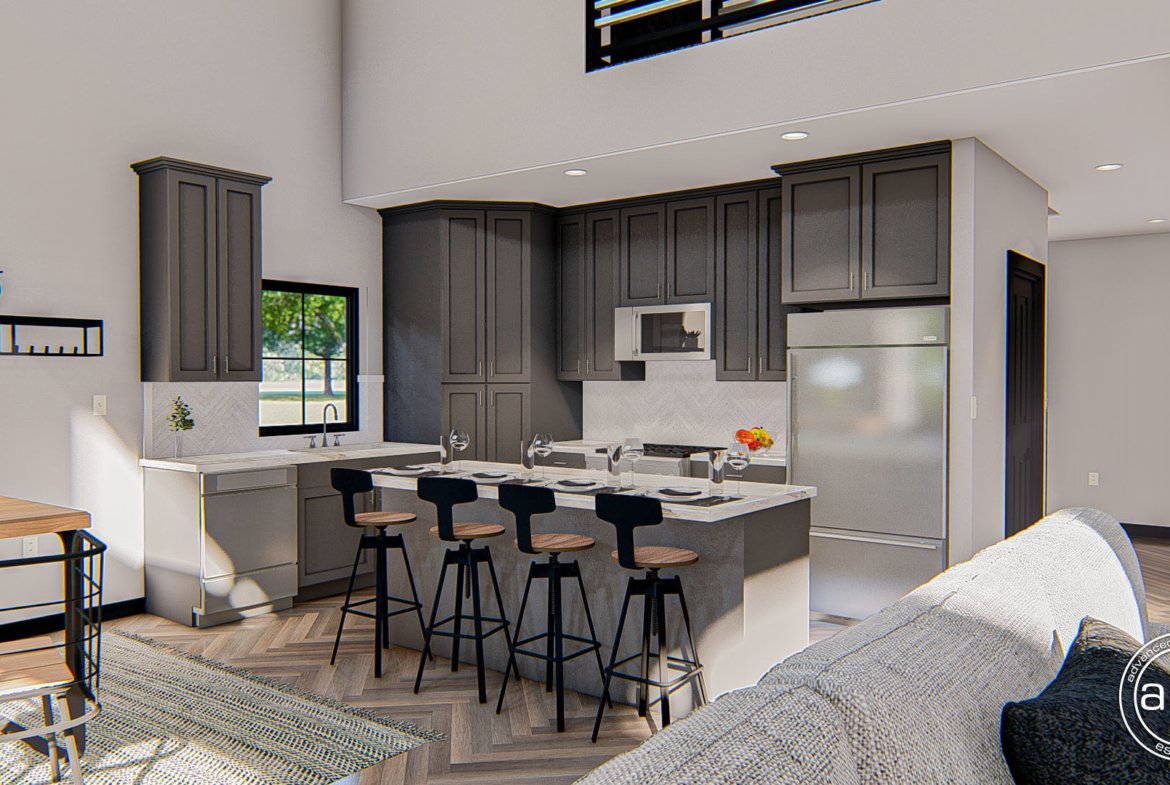 Modern Farmhouse Barndominium Plan with Tall Ceilings and Oversized Patio Billings 29771