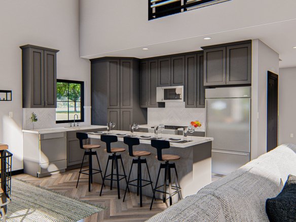 Modern Farmhouse Barndominium Plan with Tall Ceilings and Oversized Patio Billings 29771