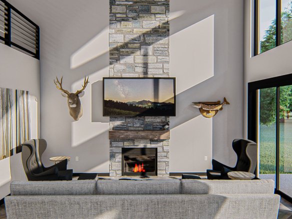 Modern Farmhouse Barndominium Plan with Tall Ceilings and Oversized Patio Billings 29771